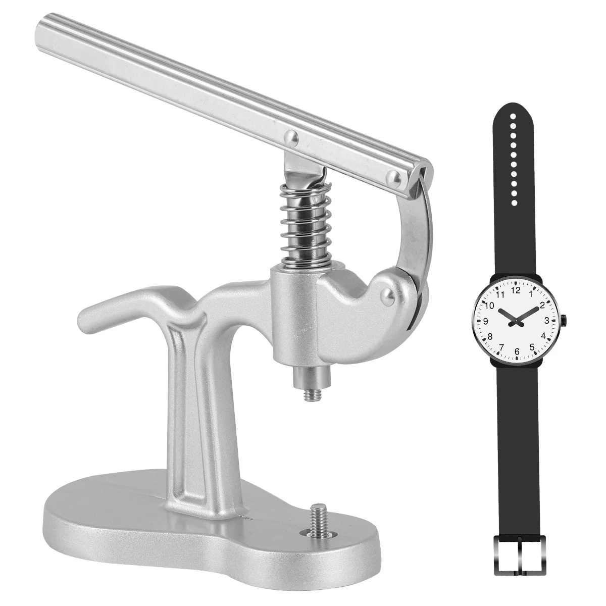 

1Pcs Silver Desk Type Watch Press Tool Metal Watch Case Closer Durable for Watchmaker Repair with Plastic Covers