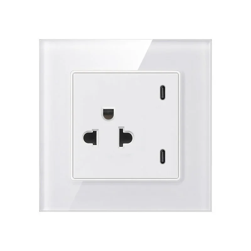 10pcs ALIDGWH Multi-function Powerful Socket US Standard 16A Type-C Wall Mounted AC110-250V,Crystal Glass 86mm Home Appliance image 3
