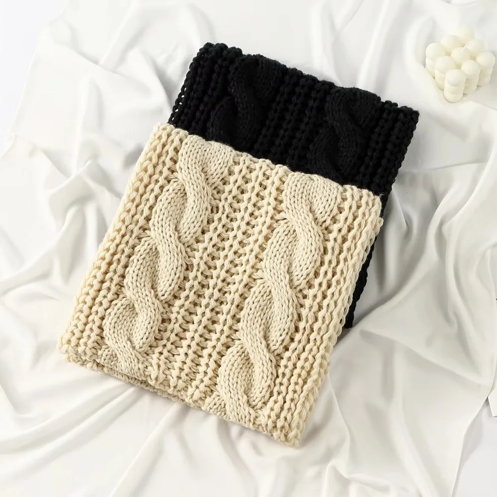 Knitted Material Knitted Ring Scarf Thick Warm Fabric Windproof Design Neck Warmer Scarf Solid Color Versatile Wear