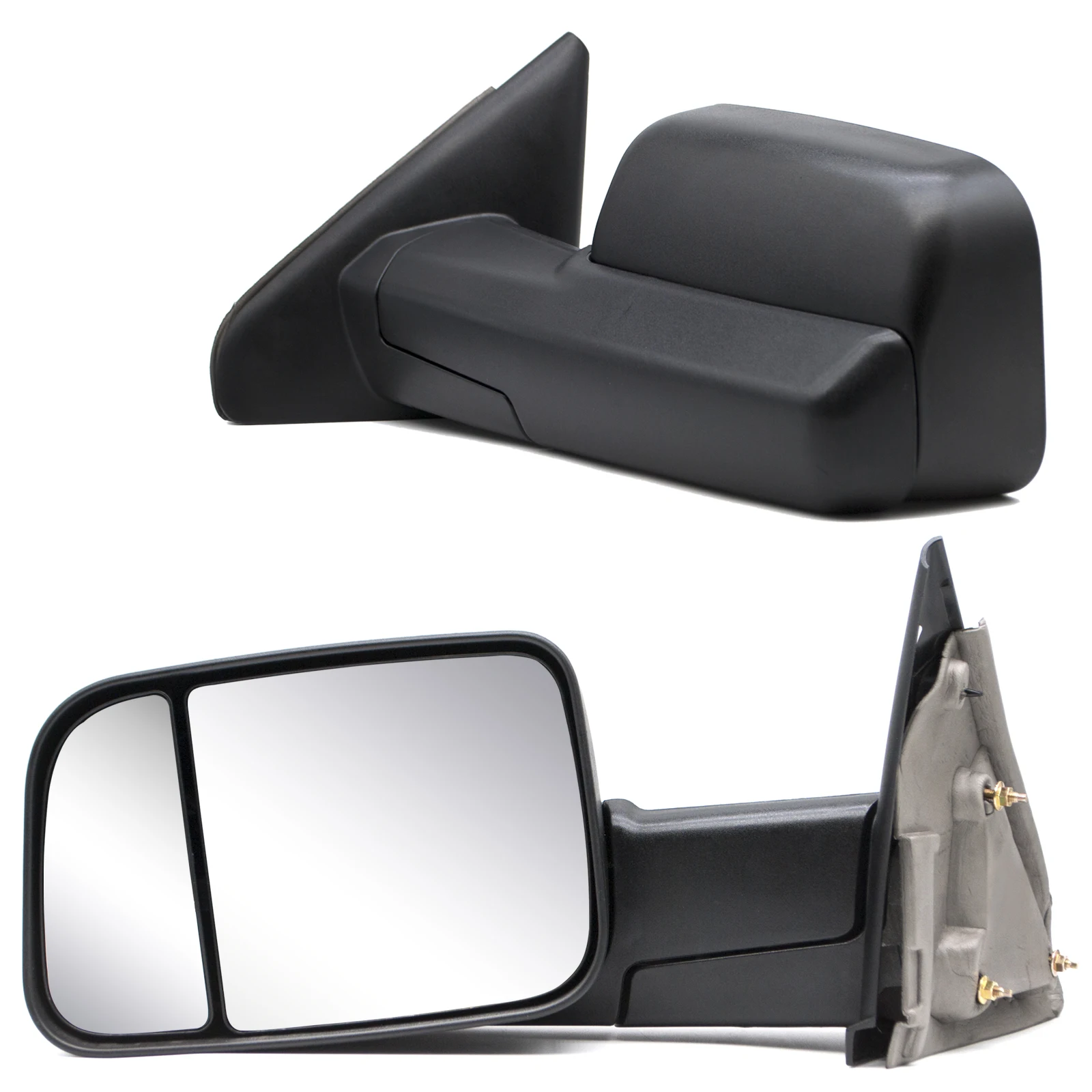 Pair Towing Mirrors For 2002-2008 Dodge Ram 1500 2003-2009 Dodge Ram 2500 3500 Pickup Truck Manual Adjust Black Housing