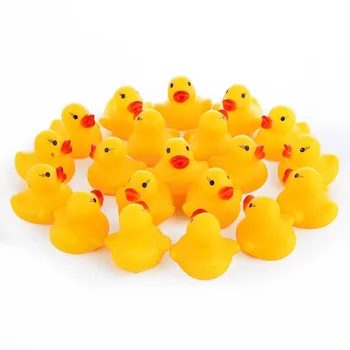 Mini Rubber Ducks in Bulk Yellow Tiny Baby Shower Ducks Float Squeak Bathtub Duckies Preschool Bath Toy for Birthday Party Gift