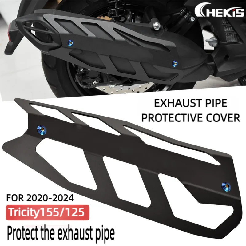Chekis Is Suitable for 2020-2024 Yamaha Motorcycle Lubity155 Tricity125 Modification Accessories Exhaust Pipe Protective Cover Exhaust Pipe Protective Shell Aluminum Alloy Protective Outer Cover