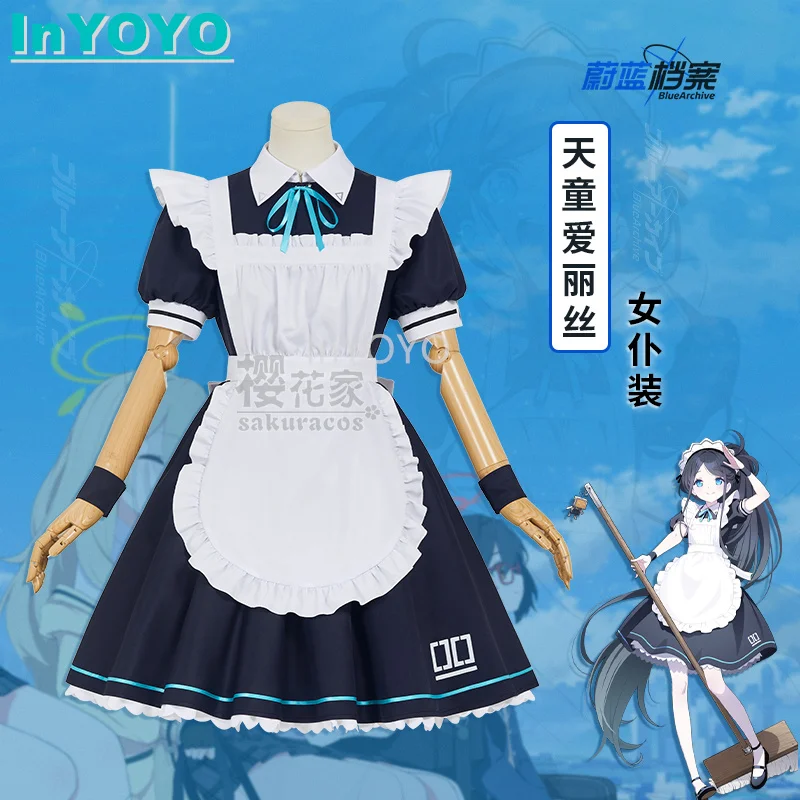 

InYOYO Blue Archive Tendou Arisu Cosplay Costume Maid Dress Uniform Lovely Game Suit Role Play Halloween Party Outfit Women S-XL