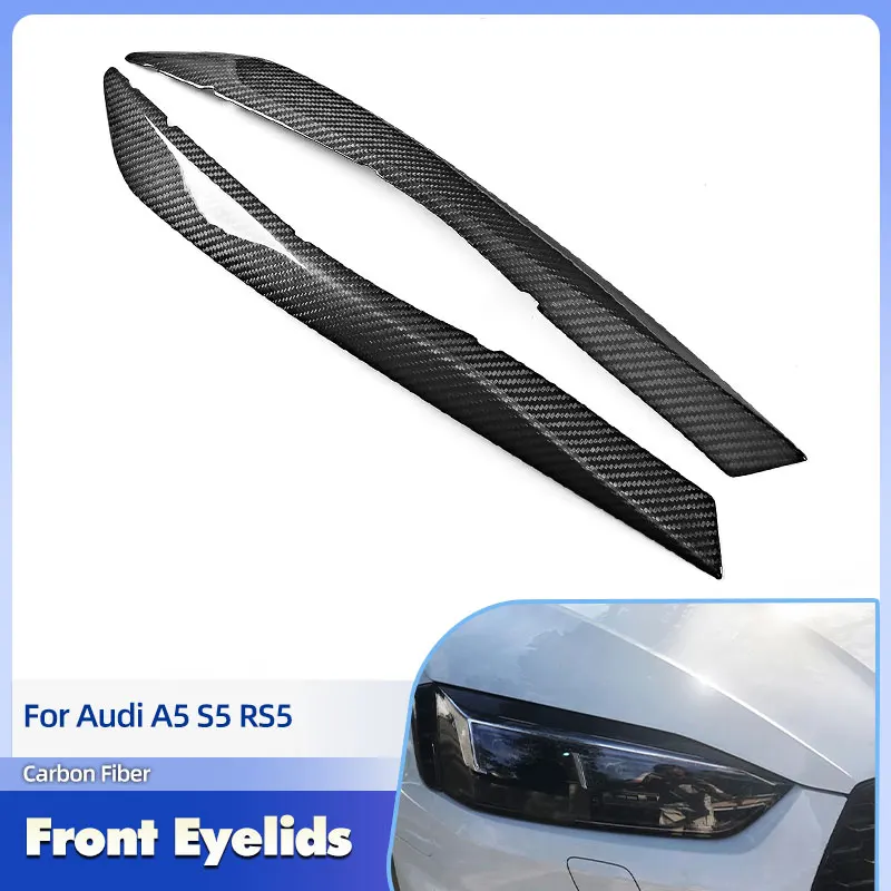 Car Front Headlight Eyebrows Carbon Fiber for Audi A5 S5 RS5 Sportback 2017 2018 Headlamps Eyelids Eyelashes Body Kits