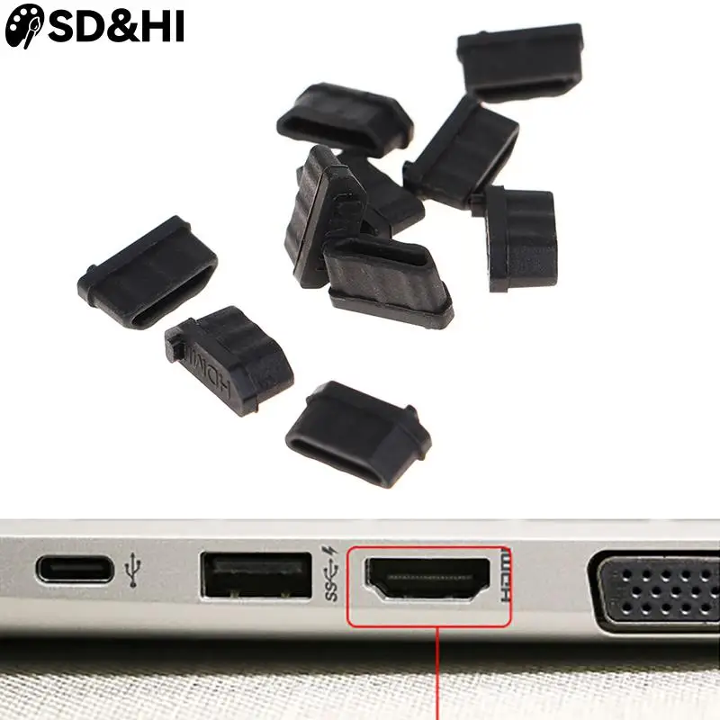 

10pcs Protective Cover Rubber Covers Dust Cap For HDMI-compatible Female Dust Plug Charging Port Protector Cap