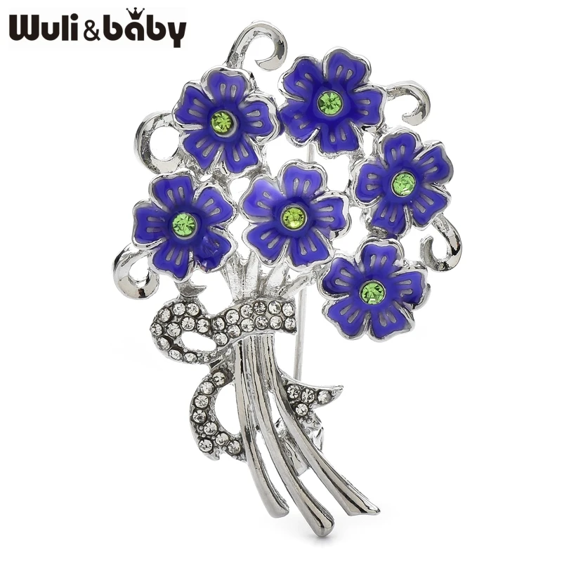 Wuli&baby Enamel Eternal Flower Bouquet Women Jewelry Brooch Pin Gift 2 Colors Crystal Badge