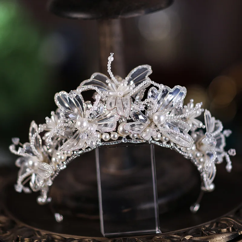 Crown Headdress Luxury Elegant Advanced 2025 New Handmade Flower a Pair of Hairclips Wedding Dress  Hair Accessories