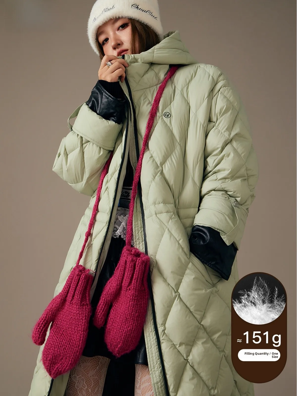 

Women's Embroidered Letter down Jacket Hooded Duck down Filled Thick Outerwear Korean Style Long Sleeve Warm Commute Fashion