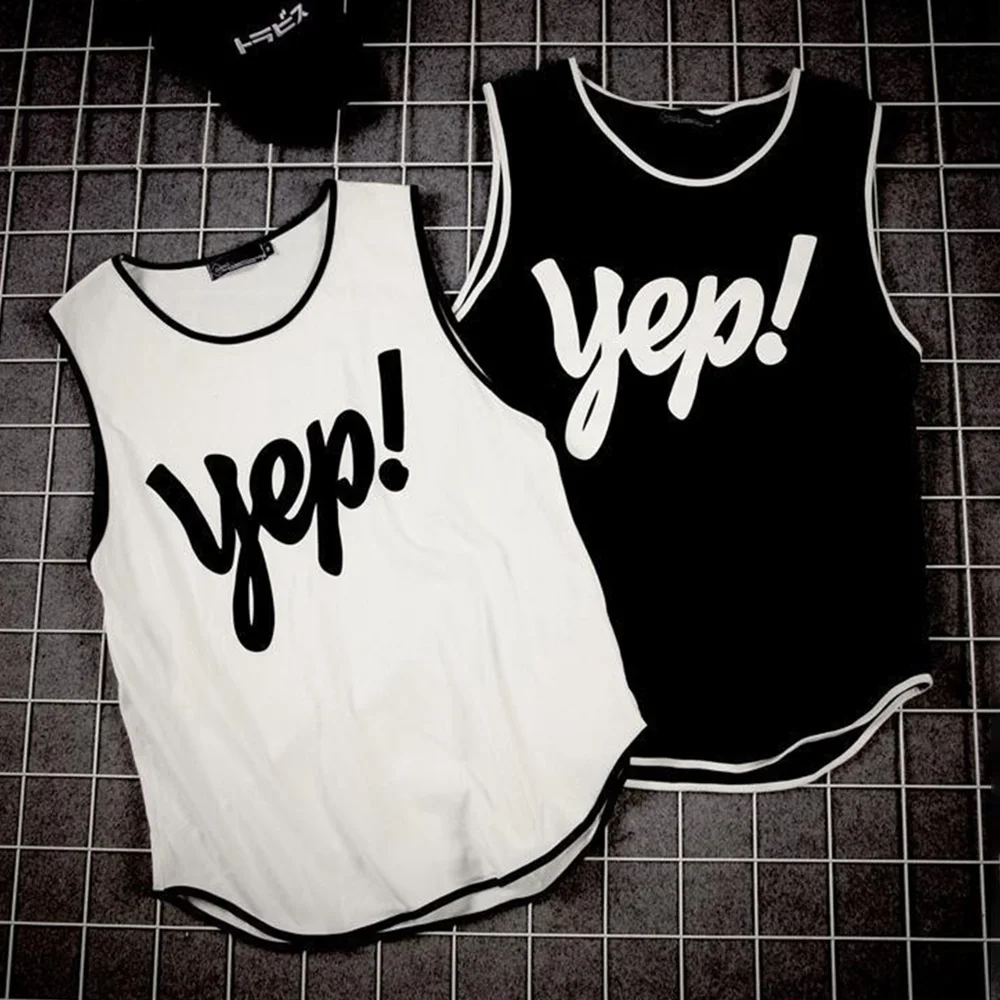 Summer New Men's Suit Letter Printing Sleeveless Vest Shorts Casual Fashion Trend Simple Loose Quick-Drying Sports Home Men Suit