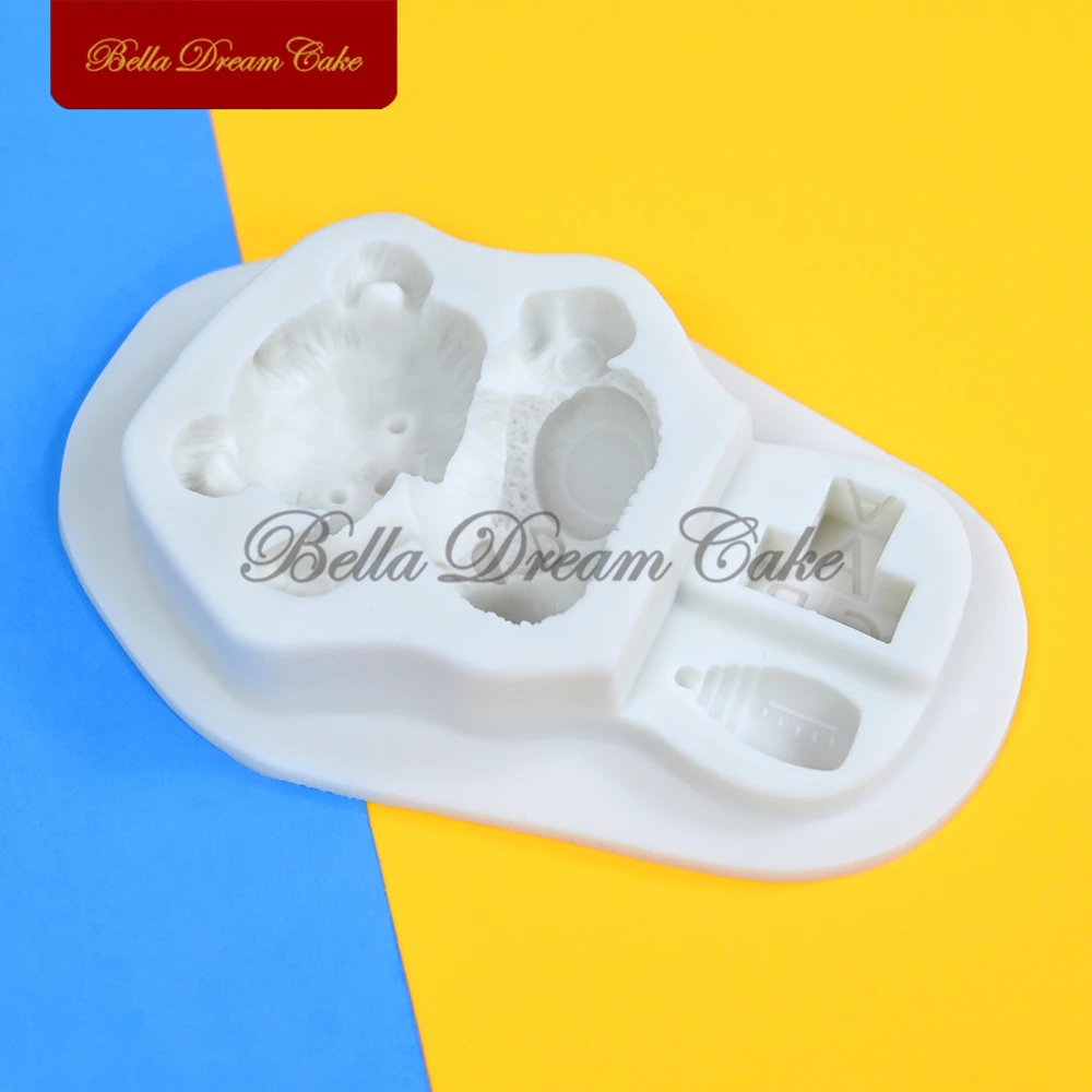 3D Baby Bottle Bear Design Silicone Mold Chocolate Fondant Mould DIY Sugarcraft Clay Model Cake Decorating Tool Kitchen Bakeware