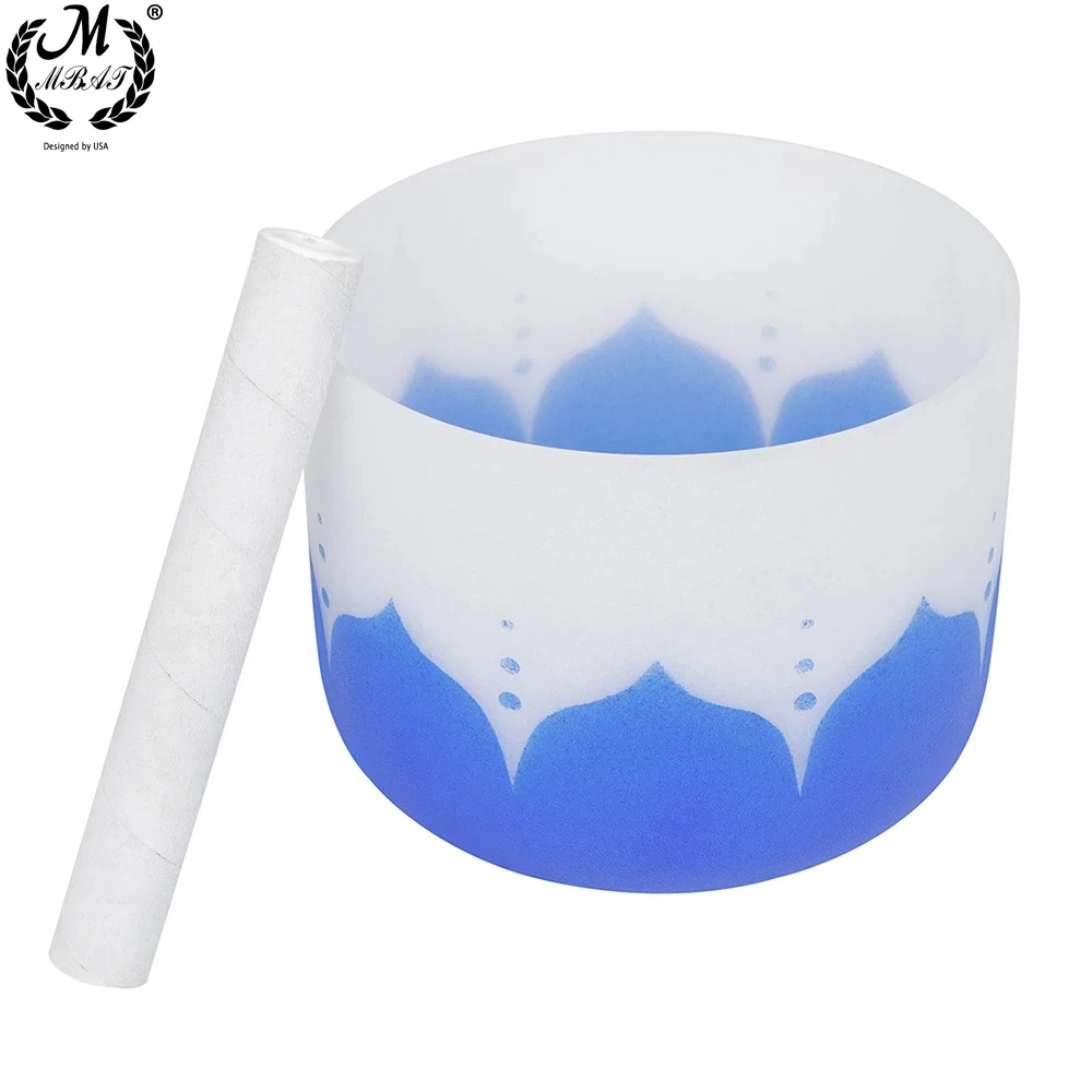 

M MBAT Crystal Singing Bowl Lotus 8 Inch Note A Frosted Quartz Crystal Singing Bowl for Sound Therapy Meditation Rubber Stick