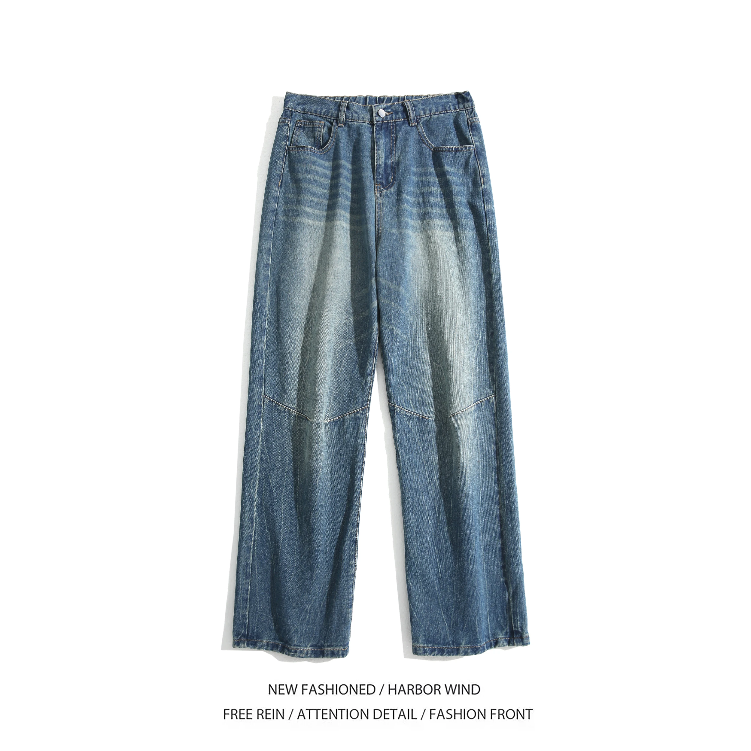 

Осень 2024, свободные джинсы с высокой талией, потертые в стиле ретро в американском стиле High Street для женщин