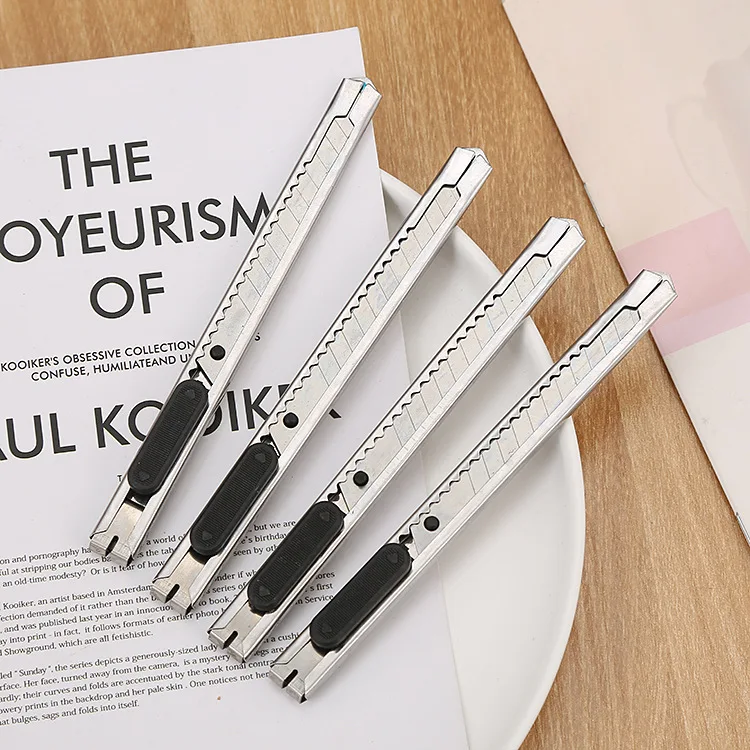 3/4pcs Metal Utility Knife Retractable Blade Paper Cutter Office School Stationery Box Opener Craft DIY Cutting Tool Supplies