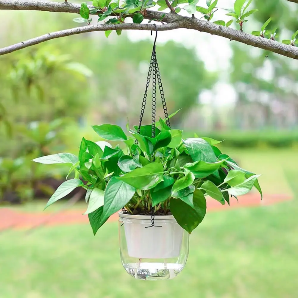 

Hanging Flowerpot Transparent Flowerpot Hanging Self Watering Planter with Reservoir Modern Indoor Flowerpot with Ropes for Ivy