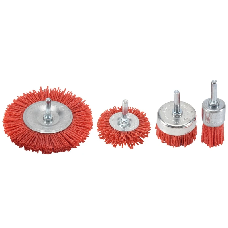 ABFA-4Pcs Nylon Filament Abrasive Wire Cup Brush Nylon End Brush Kit For Drill Rotary Tool With 1/4 Inch Shank