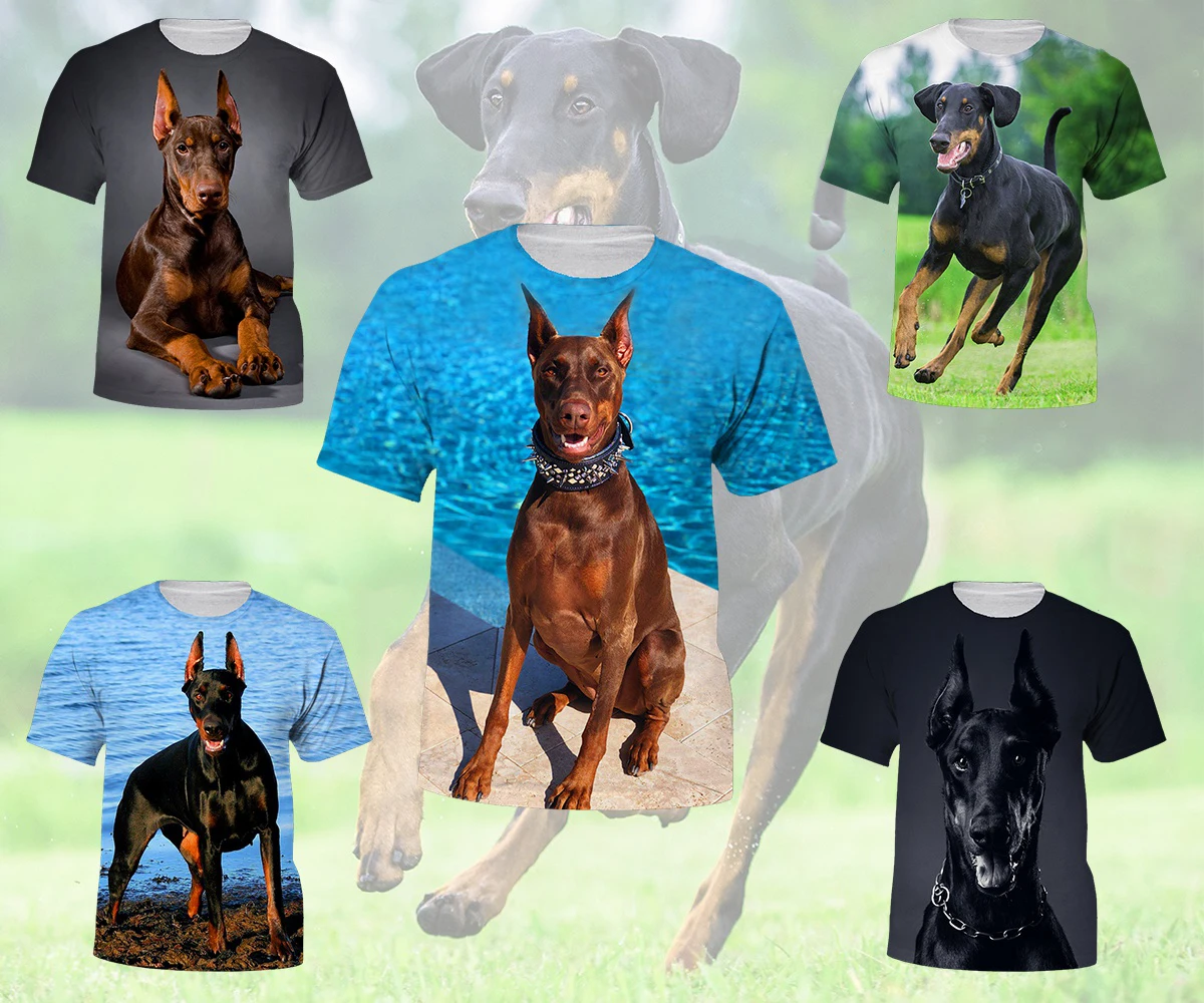 Summer New Fashion Doberman 3D Men's Printed T-shirt (Unisex) Short Sleeve Top