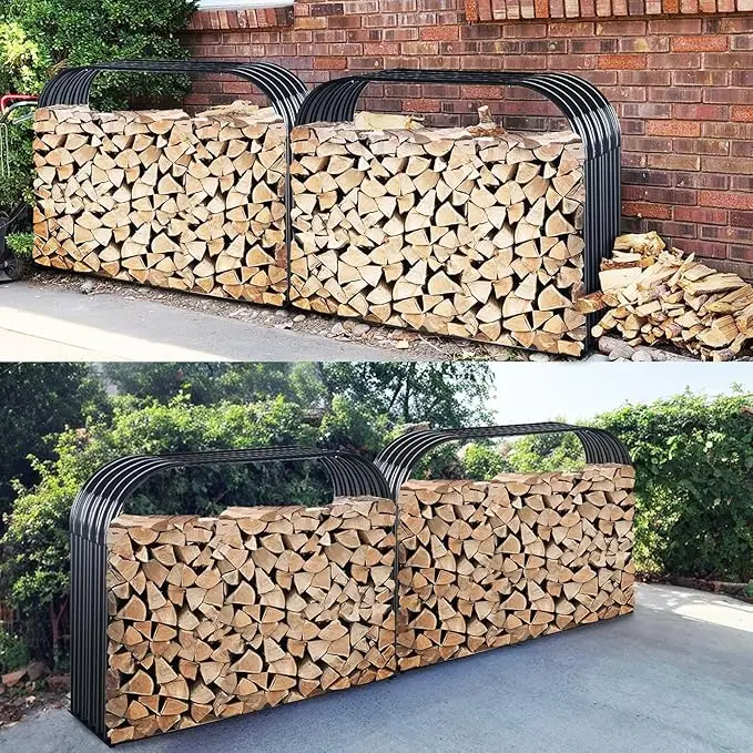 Newly Launched Heavy-Duty Metal Wood Storage Shed Indoor Outdoor Use Iron Rack for Logs Fireplace Fire Stacking Racks Shelves