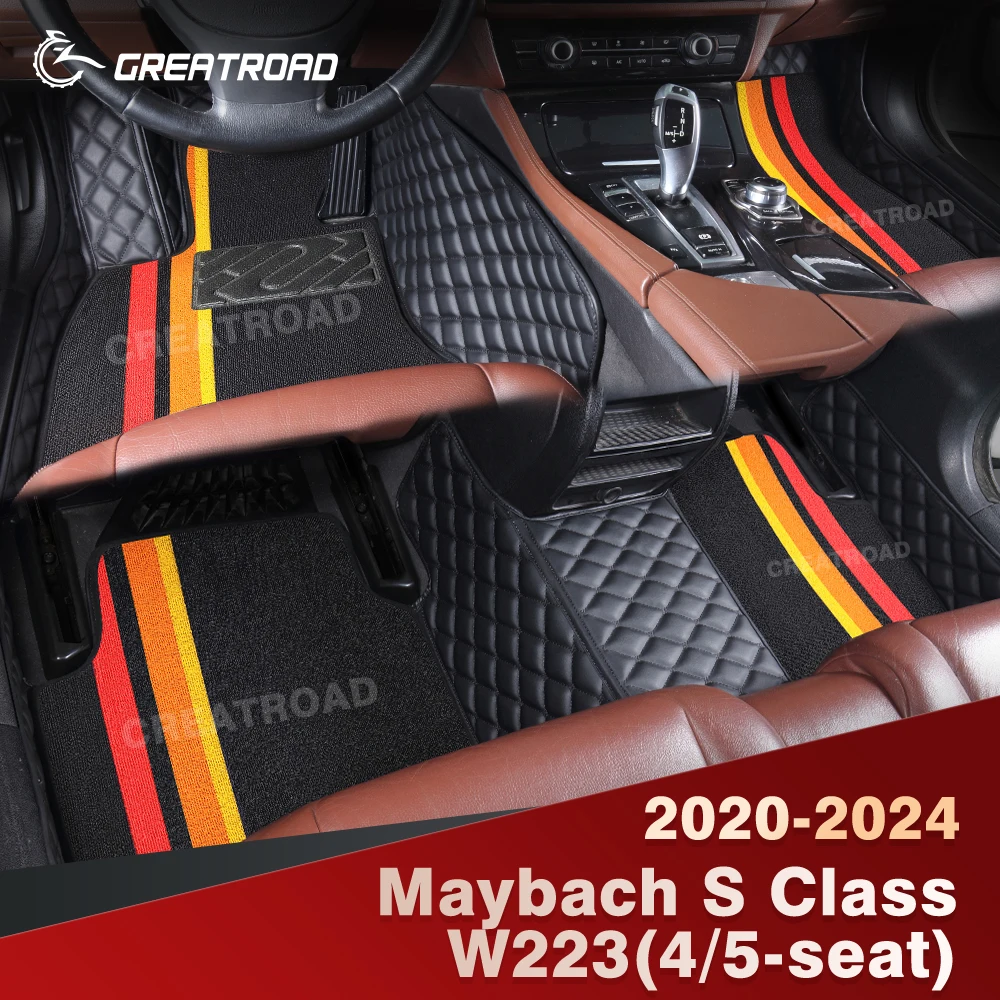 

For Maybach S Class W223(4/5-seat) 2020-2024 Double Layer Car Floor Mats Custom Auto Carpet Cover Interior Accessories