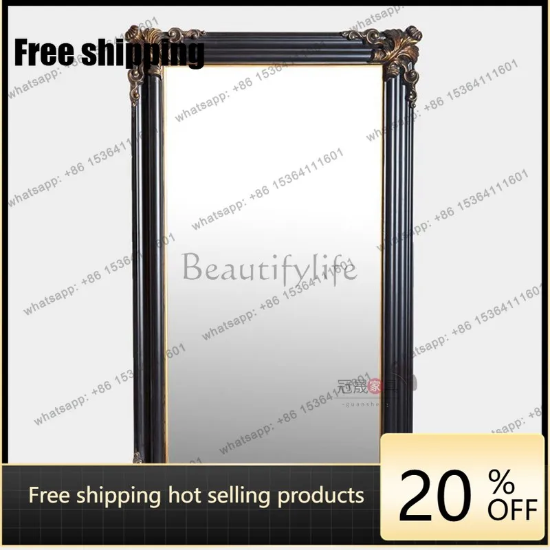 LJY retro full-body mirror floor-to-ceiling mirror bedroom home wall hanging European wall hanging