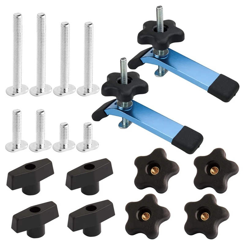 

AA21-72250 T-Track Hold Down Clamp,5-1/2 Inch X 1-1/8 Inch,2 Pack,And T Track Knob Kit Accessories For Woodworking Jigs