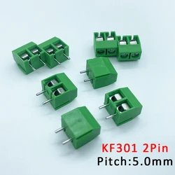 10 sztuk zielony KF301-2P zacisk śrubowy złącze drutu Pitch 5.0mm KF301 2Pin Spliceable prosto listwa zaciskowa PCB Adapter