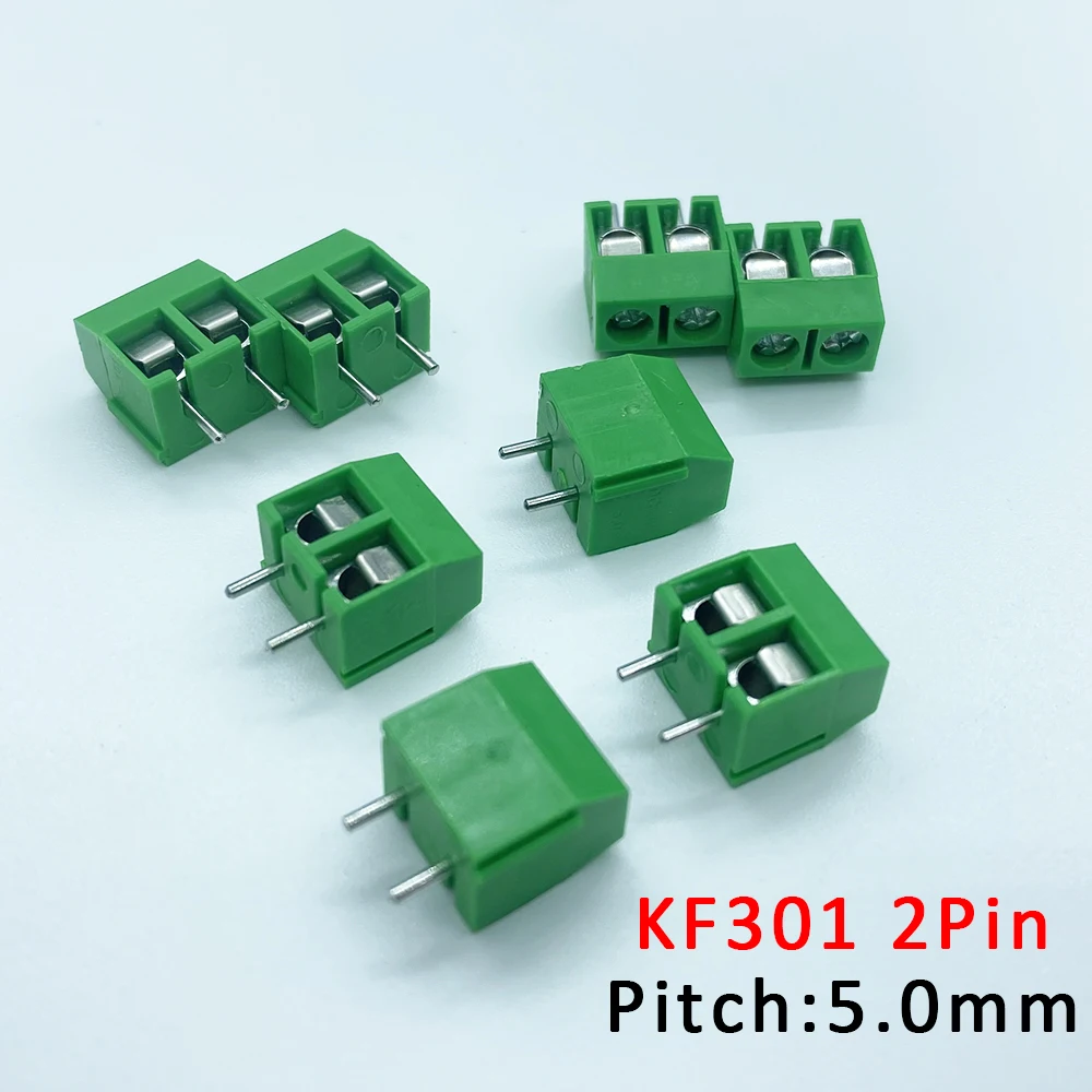 10Pcs Green KF301-2P Screw Terminal Block Wire Connector Pitch 5.0mm KF301 2Pin Spliceable Straight PCB terminal block Adapter