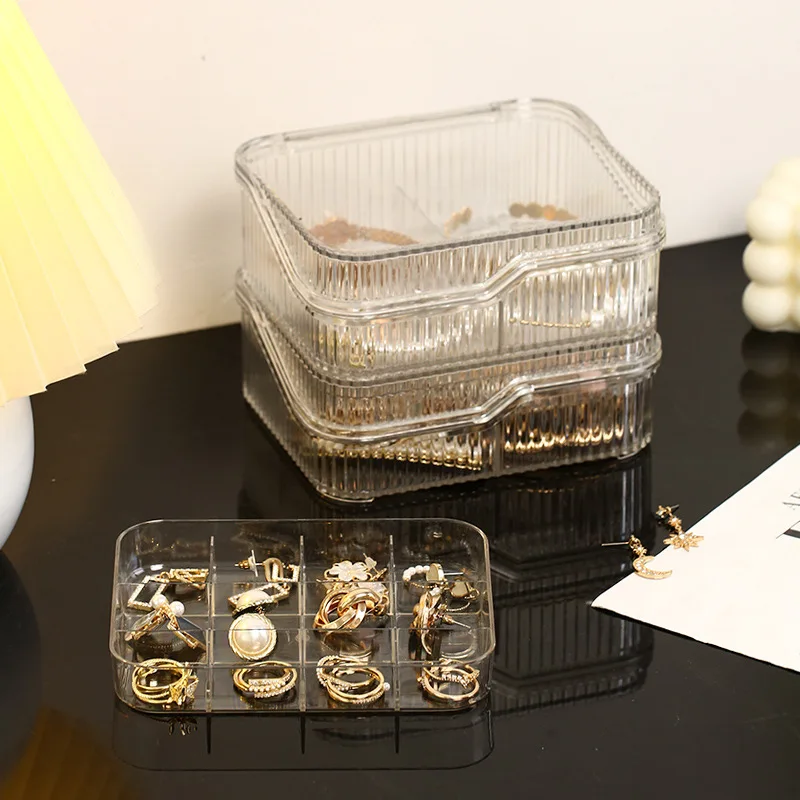 Jewelry storage box anti-oxidation earrings earrings necklace hand jewelry box portable multi-layer transparent storage artifact