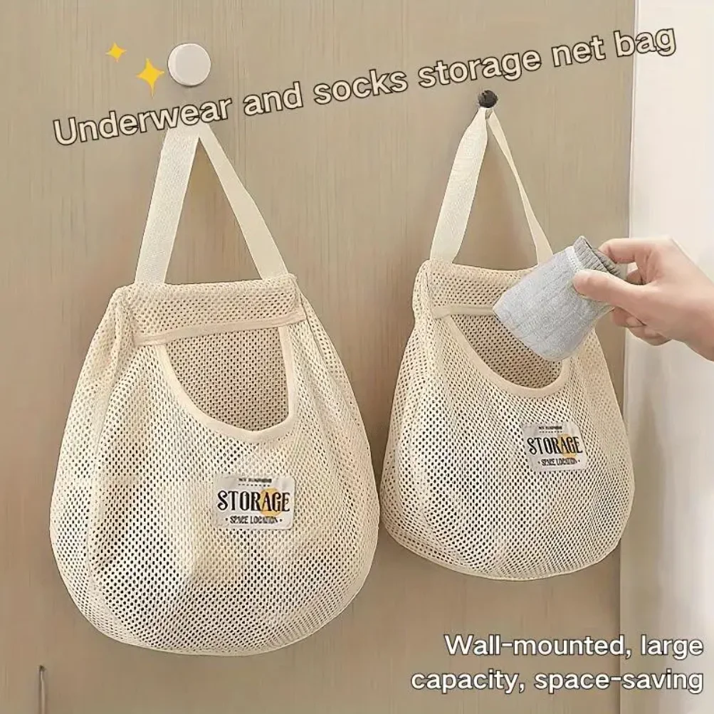 

1/2/3pcs Japanese Socks Storage Hanging Bag Wardrobe Hanging Underwear Storage Bag Wall Hanging Dormitory Punching Bag