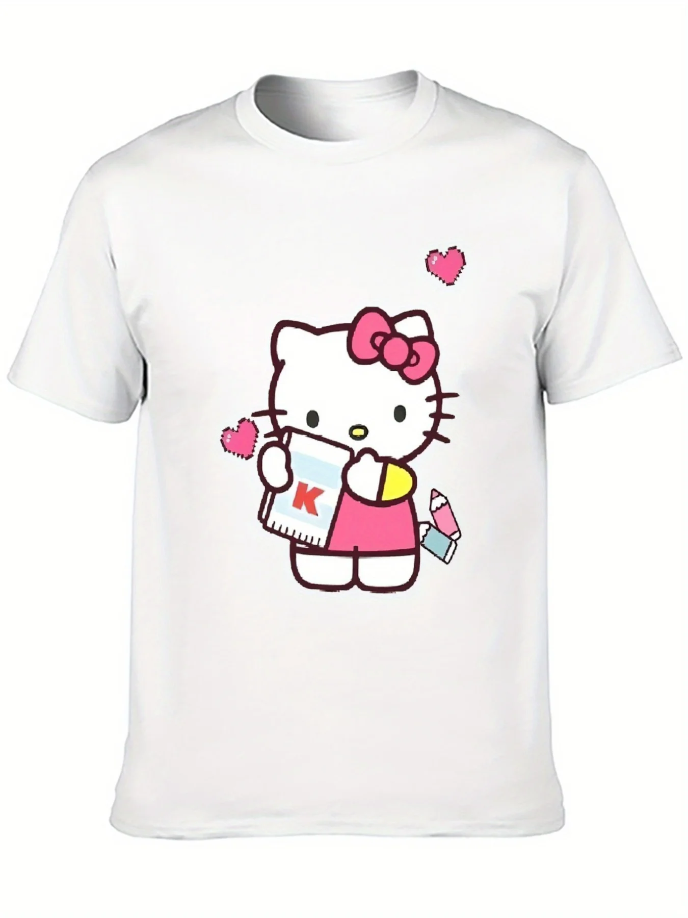 

Hello Kitty Graphic Printing Summer Autumn Winter Cotton Men's and Women's T-Shirts Short Sleeves Luxury Outdoor Sports Brand