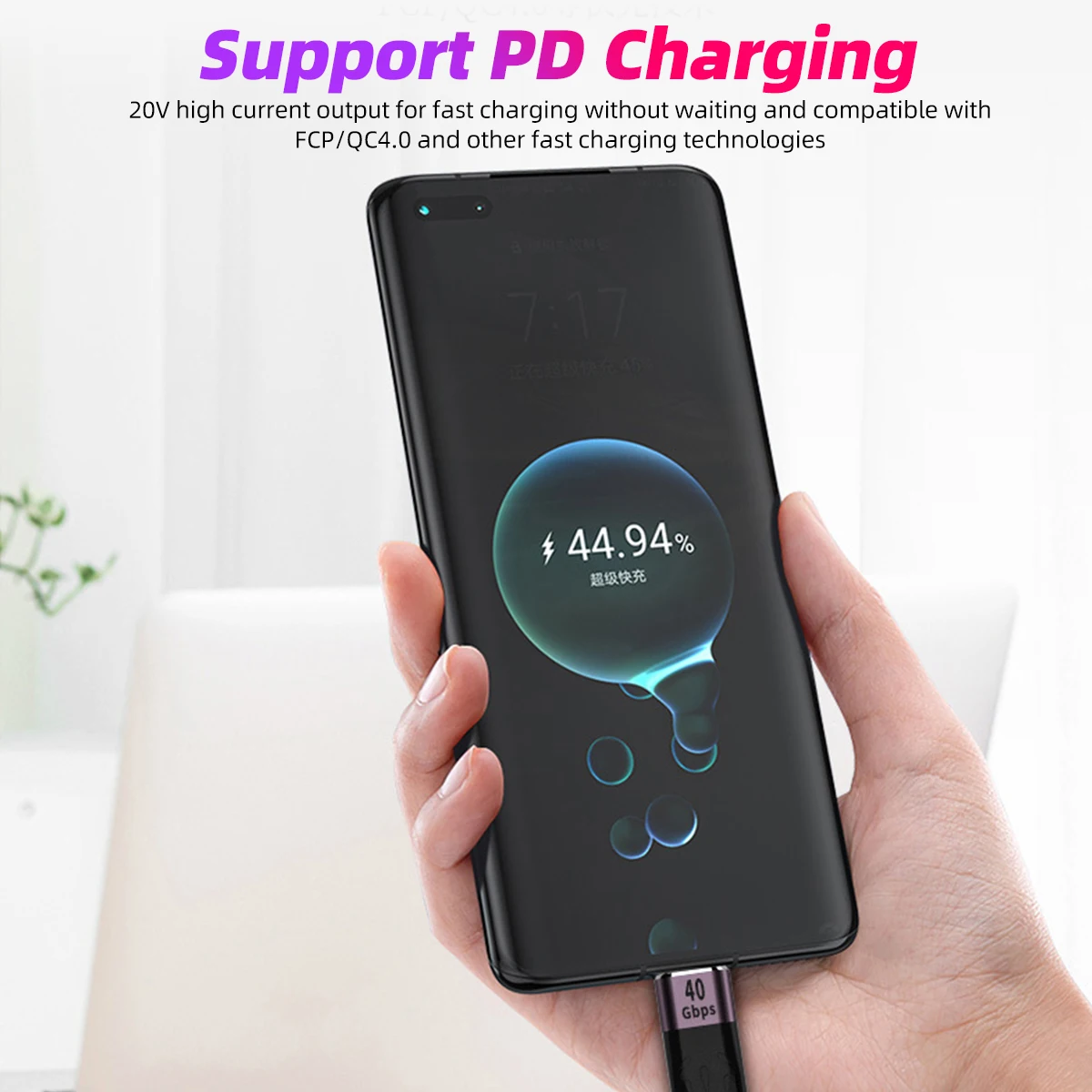 ANMONE USB 4.0 Cáp 3.1 Loại C 60W 100W Cáp Sạc Nhanh Ngắn Di Động Dây Sạc Điện Thoại 10gbps 40Gbps Cáp Dữ Liệu Dành Cho Xiaomi