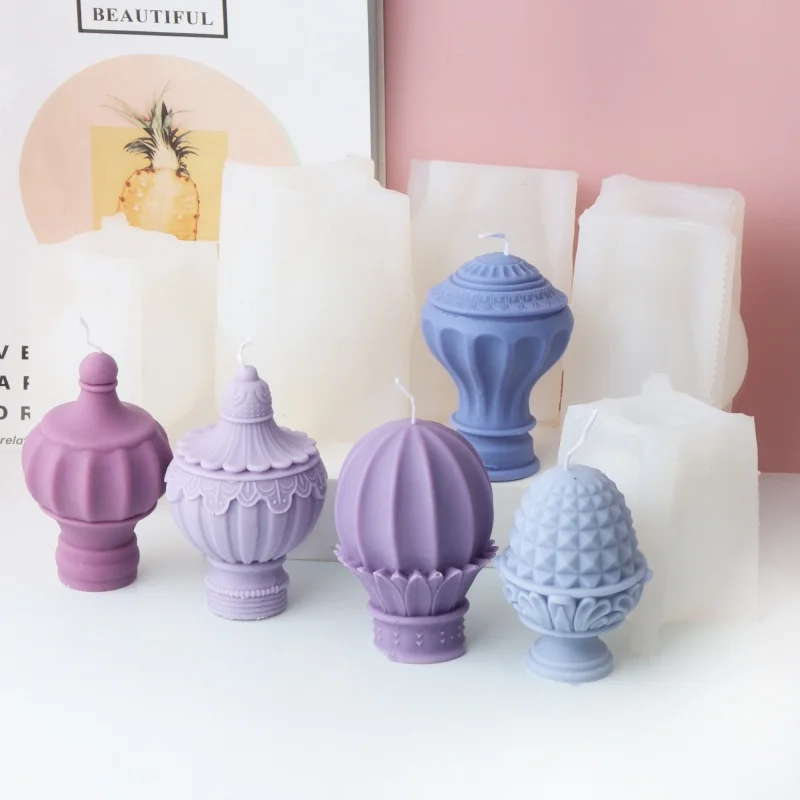 3D Retro Roman Pillar Silicone Candle Mold DIY Pineapple Pattern European Style Carving Soy Wax Mold Plaster Resin Making Tools