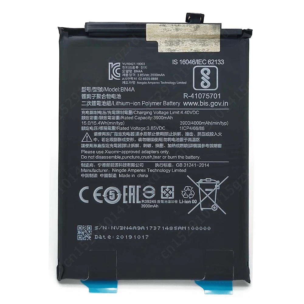 100% For Xiaomi Redmi Note 7 Pro Battery BN4A 3900mAh Cellphone Li-lon Built-in Batteria Replacement Repair Spare Parts