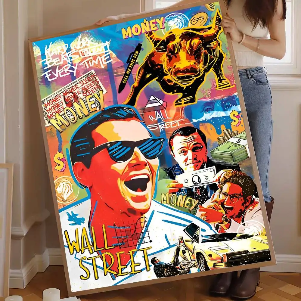 T-The Wolf of Wall Street ملصق ذاتي اللصق ملصق حائط فاخر لغرفة المعيشة زخارف للحانات لوحة زخرفية عتيقة