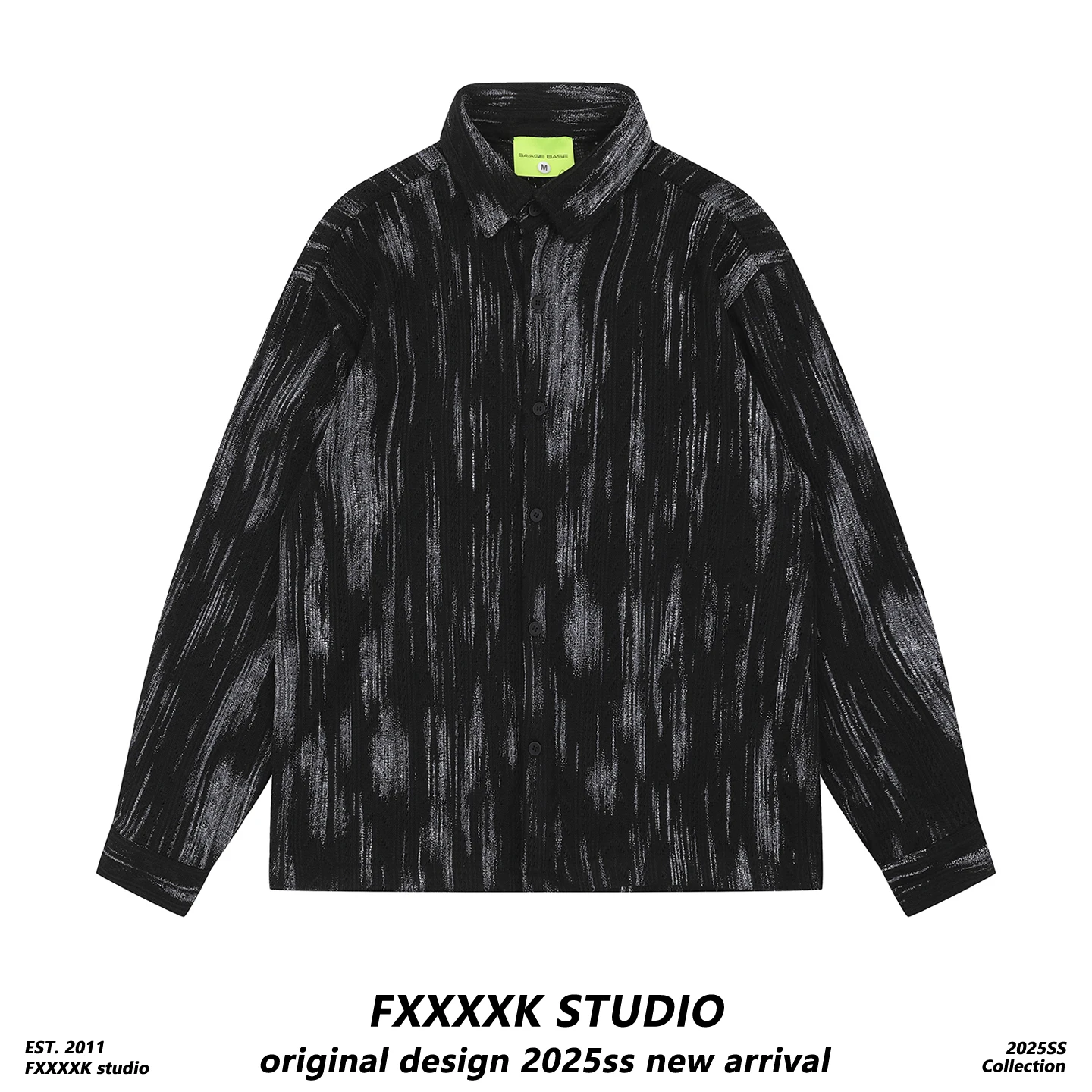 

Мужская повседневная рубашка FXK Original American Retro с длинным рукавом, вырезами и полосатым узором, свободного кроя, для осеннего сезона