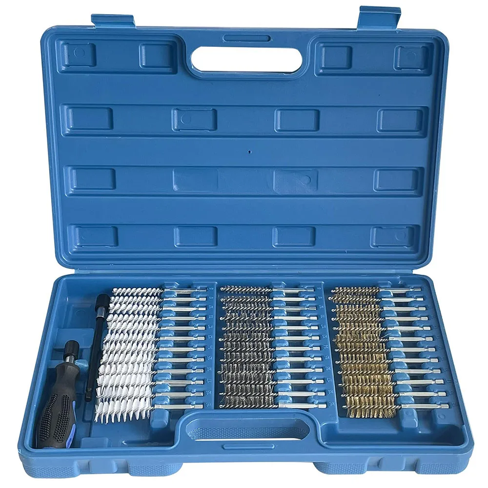 Wire Brush Set Bore Cleaning Brush Set with 1/4 Inch Hex Shank Assorted Cleaning Brushes for Power Drill Impact Driver