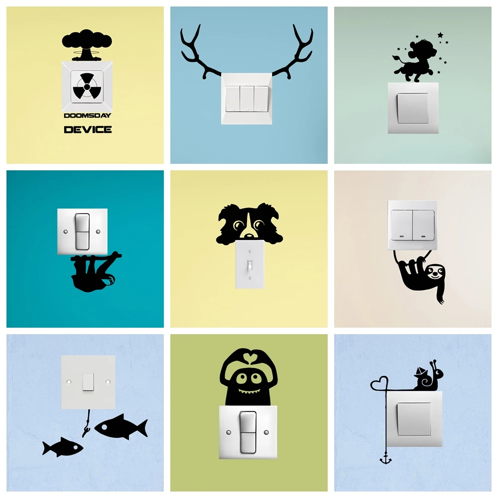 1 pc New Design toys and animals switch sticker Vinyl Wallpaper Roll Furniture Decorative For Kids Rooms Decoration Wall Art