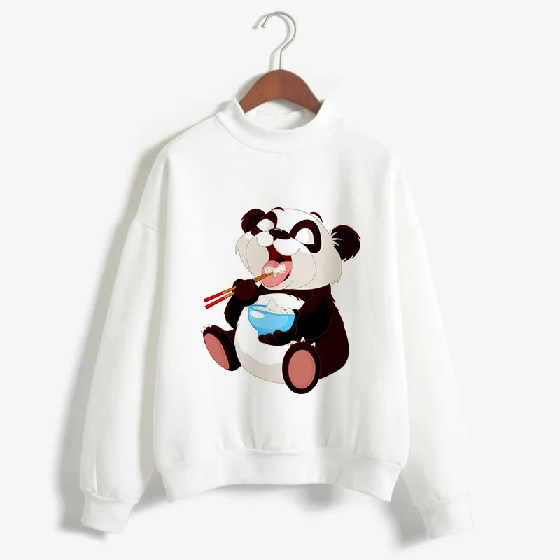 Hot Autumn and Winter Panda Print Long Sleeve Round Neck Plus Fleece Hoodie Europe and The United States Sweatshirt Clothes