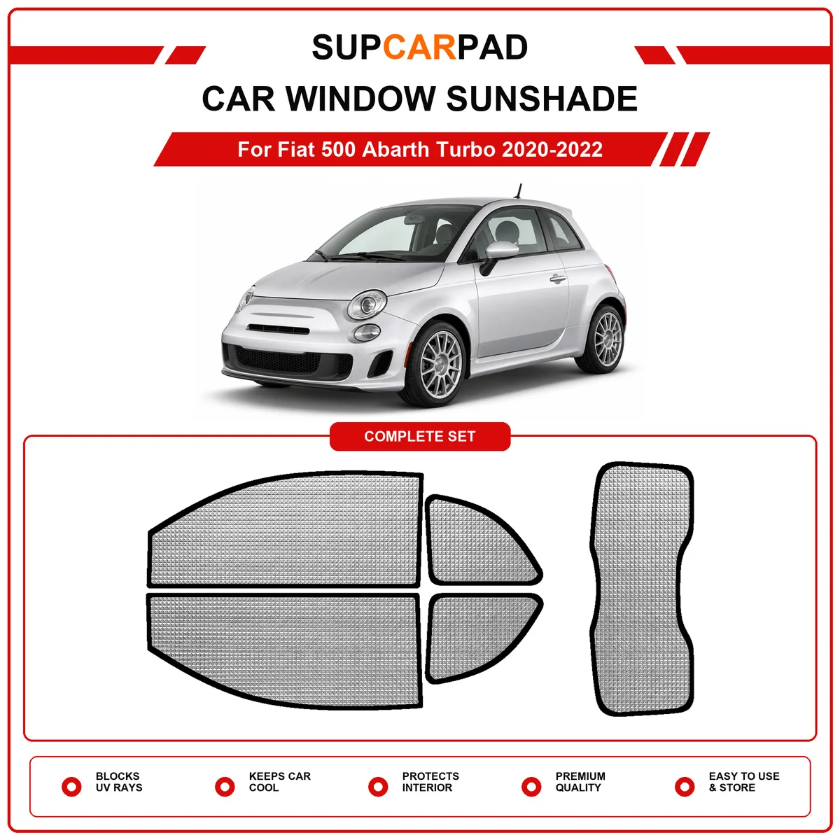For Fiat 500 Abarth Turbo 2020-2022 Pre‑Cut Auto Window Sunshade Anti‑UV Car Sun Visor Protector
