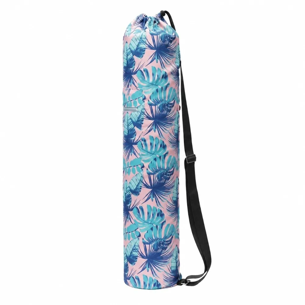 Convenient 75x16cm Yoga Mat Bag Printed Canvas Drawstring Closure Fitness Training Bag Sport Storage Case For Pilates Exercise