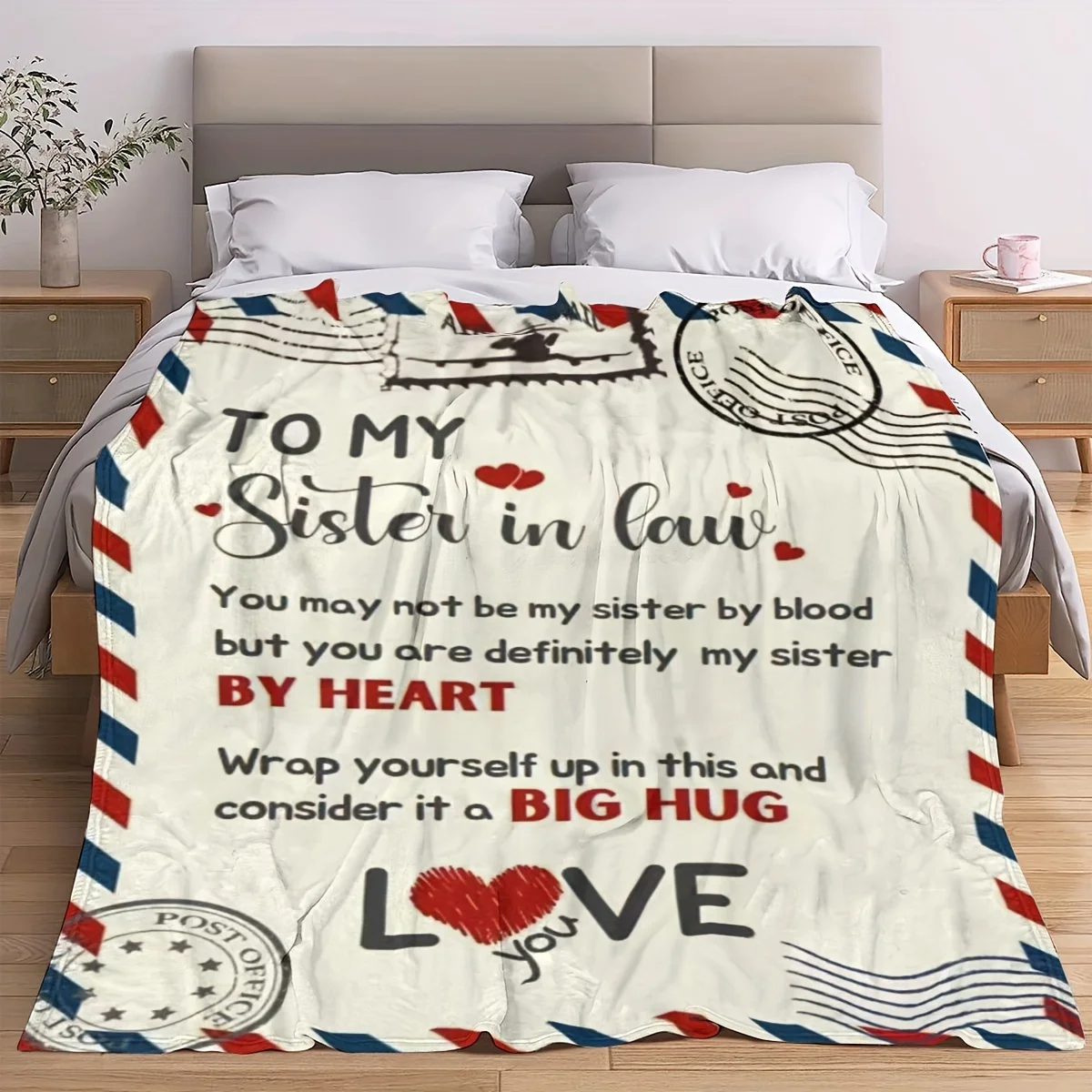 To My Sister-in-Law: A Cozy, Heartfelt Blanket with Love Quotes and Postal Design, Perfect for Special Bonds