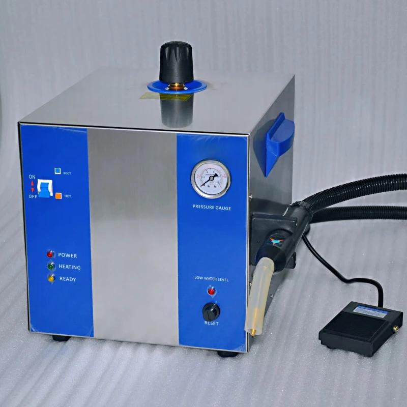 

4L Capacity Flexible Wand and Foot Pedals, Low Water Warning Stainless Steel Boiler 6 Bar Benchtop Dental Steam Vacuum Cleaner