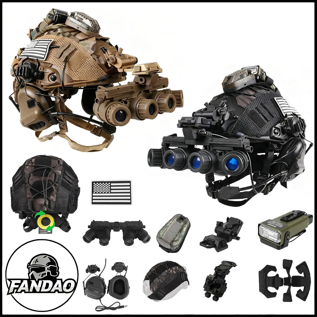 

Paintball Airsoft Helmet Set with Headset Signal Light Adjustable Tactical Helemt Padding Protective for CS Hunting Cosplay