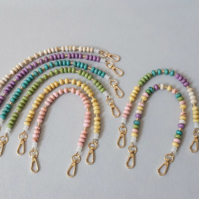 Colorful Beaded Keychain Rainbow Bag Charm Car Keyring Purse Pendant Backpack Decor Phone Chain Gift for Women Ladies