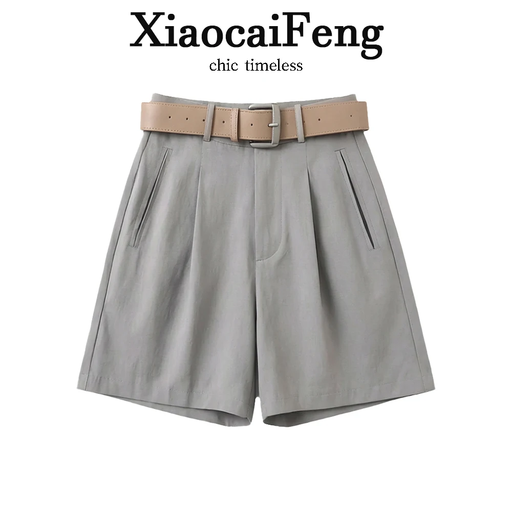 White A-Line Wide Leg Pants Women's Summer Thin High Waist Drapey Five-Quarter Length Shorts Trendy Loose Fit Casual Trousers