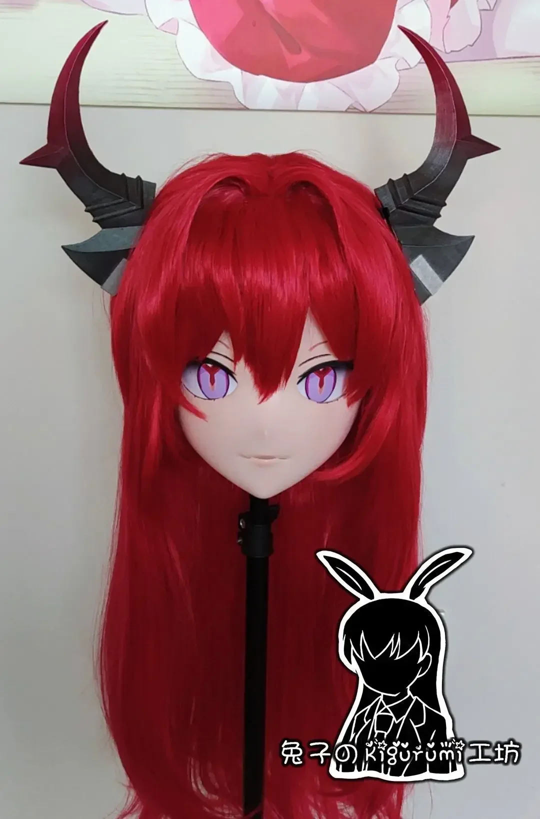 (A49) Custom Handmade Full Head Mask Cute Party Crossdressing Silicone Anime Arknights Surtr Kigurumi Cosplay Mask