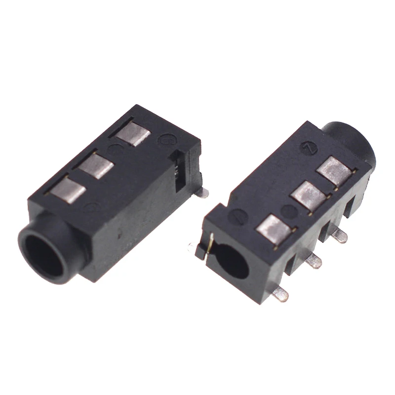 Ângulo direito PCB Jack Horizontal Connector, Through Holes, 4 Contact, 4 Conductor, Ângulo direito, nenhum interruptor interno, 4 Pole, TRRS, 3.5mm, 10Pcs