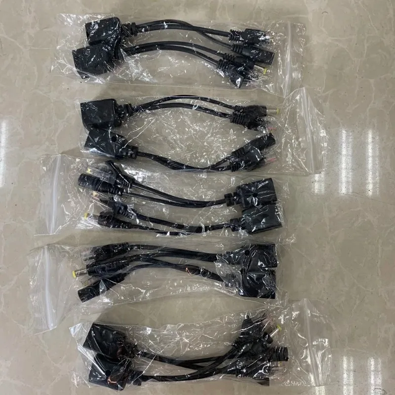 Imagem -05 - Escam 10 Peças 5pair Poe Splitter Poe Switch Poe Cabo Adaptador Fita Selecionada 5v 12v 24v 48v Cabo de Alimentação 5.5*2.1 mm