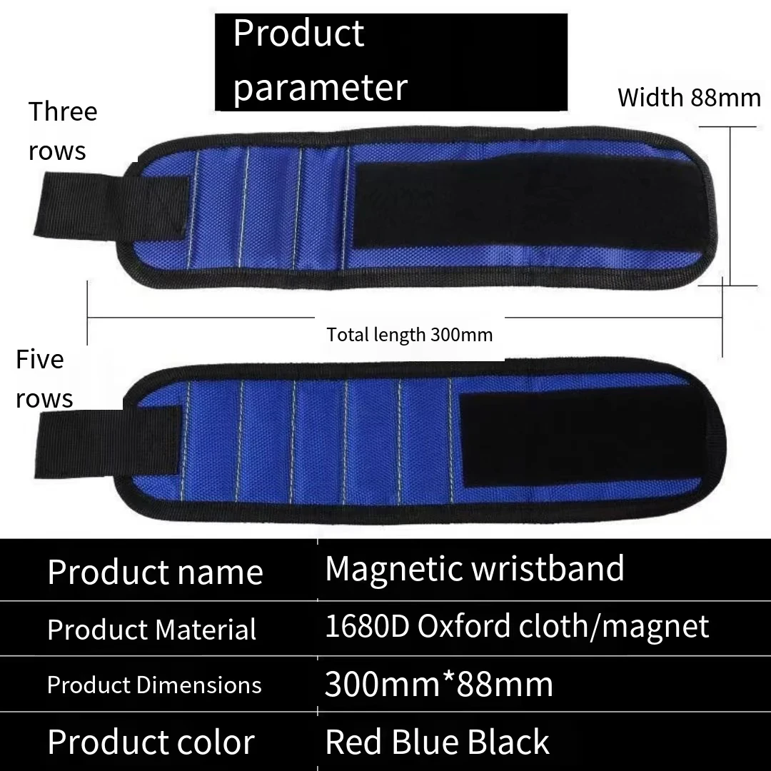 Magnetic Wristband Tool Holder, Hold Small tools screws nails nuts bolts drill bits & small metal objects. 6 Strong Magnets