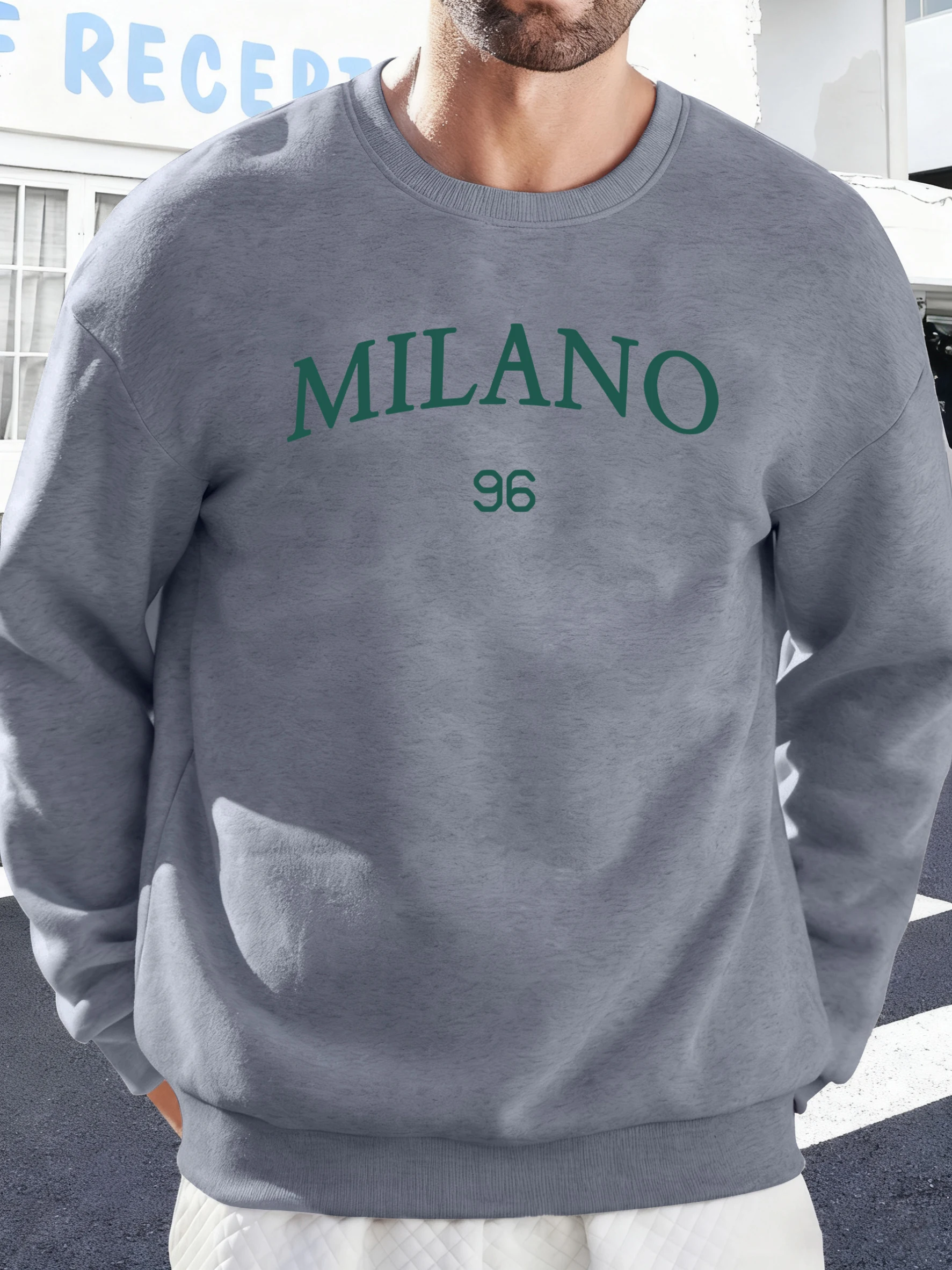 ميلانو عدد 96 طباعة الرجال الشارع البلوز الخريف هوديس غير رسمية بأكمام طويلة لينة رجل الملابس العصرية Crewneck الشارع الشهير