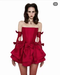 Booma Red Prom Dress with Bow